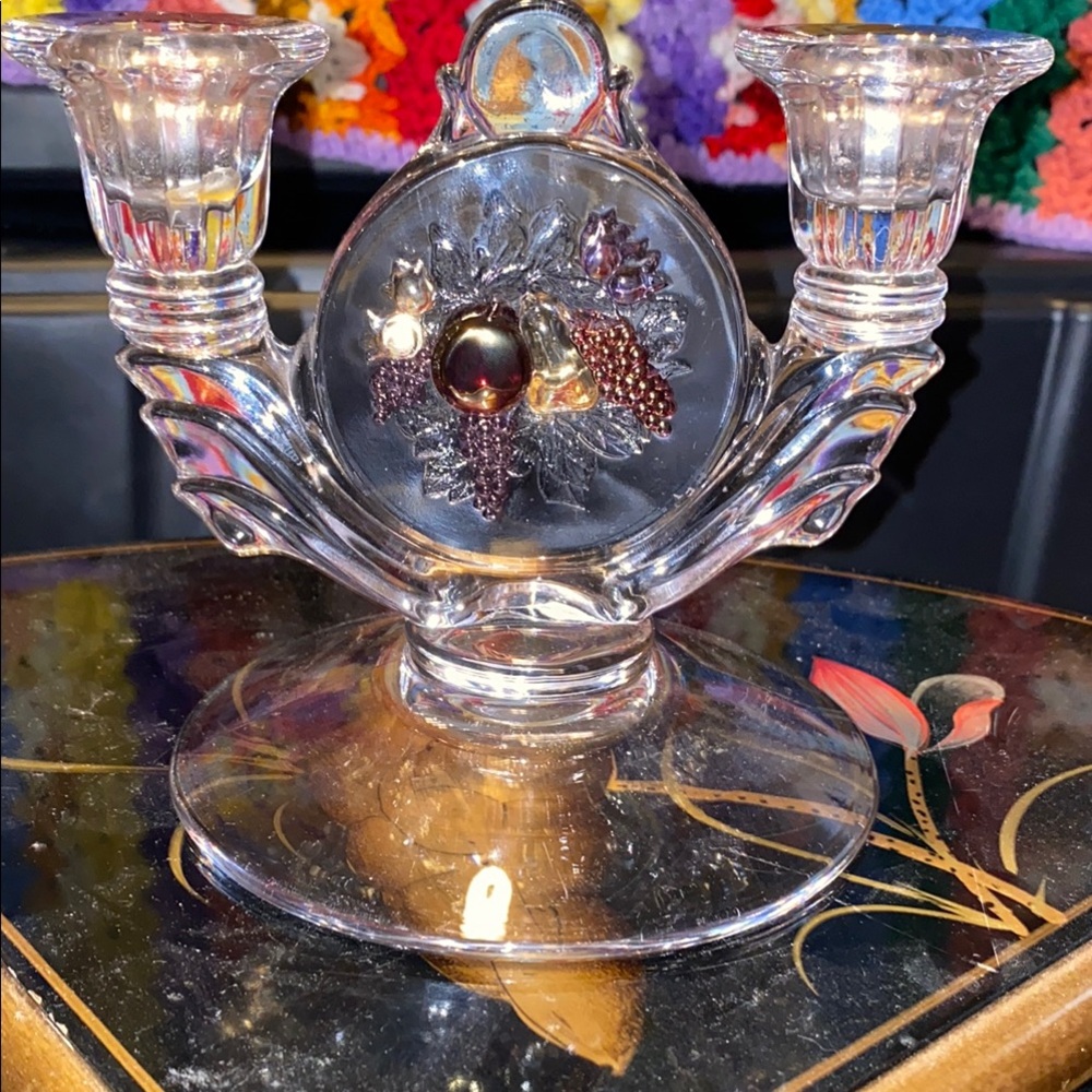 BX50 Vintage Westmoreland Della Robbia Pattern Elegant Glass Candle Holder - Picture 5 of 5